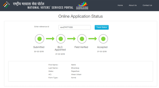 check voter id card status