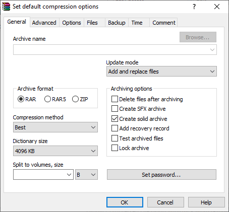 best 7zip compression settings